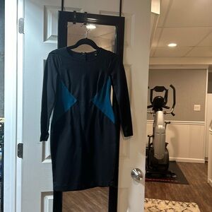 Ann Taylor Cinched waist illusion dress. beautiful mixed color combination.